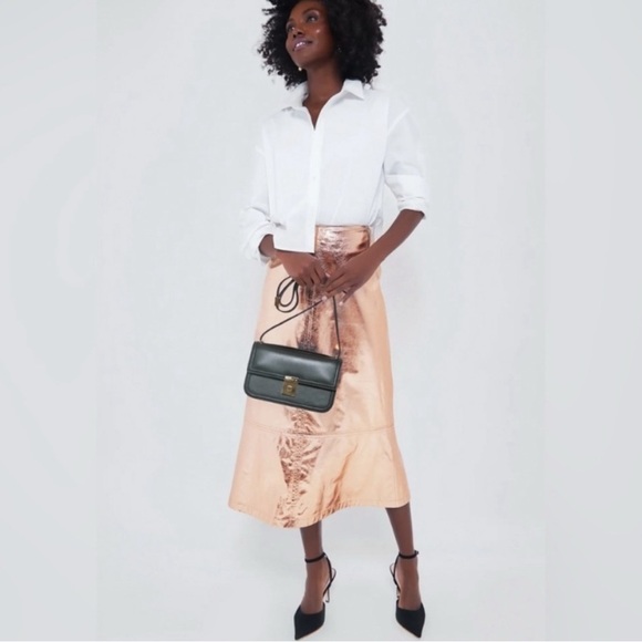 Metallic RoseGold Midi Skirt - Picture 3 of 3